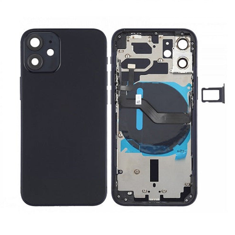 Back Housing With Power Flex Black No Logo For iPhone 12