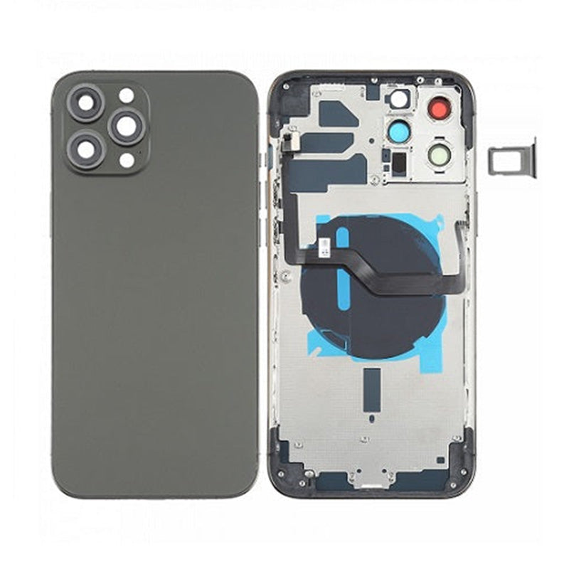 Back Housing With Power Flex Black No Logo For iPhone 12Pro