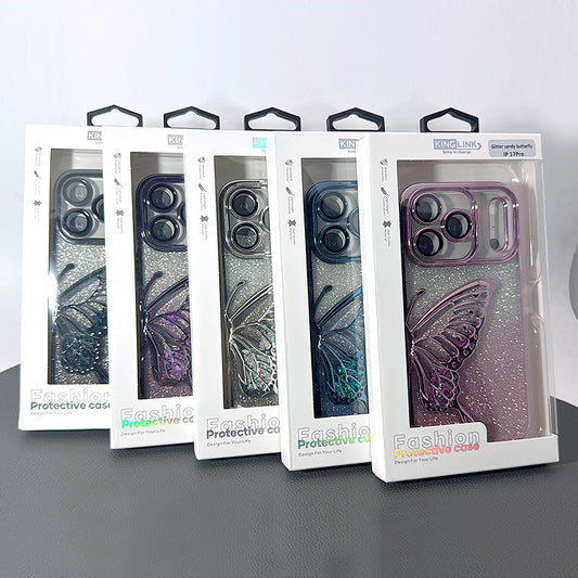 Case for Iphone 17 Pro max 6.9 Kinglink Glitter Sandy Butterfly