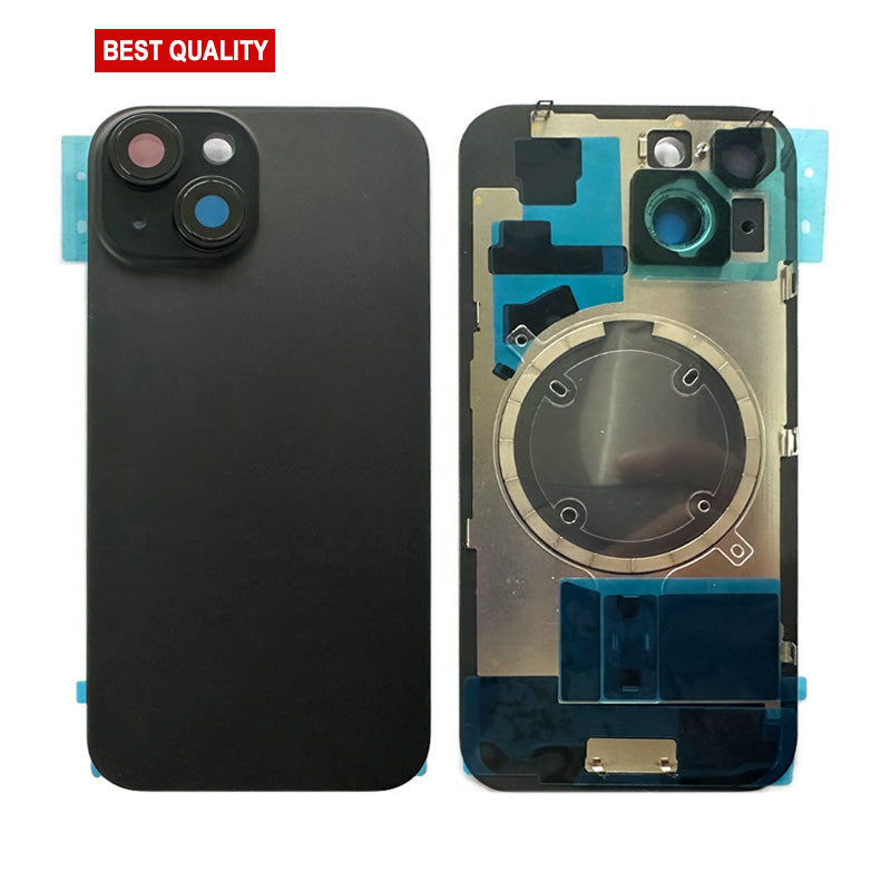Back Panel with Magnet Black No Logo for iPhone 15 (Best Aftermarket)