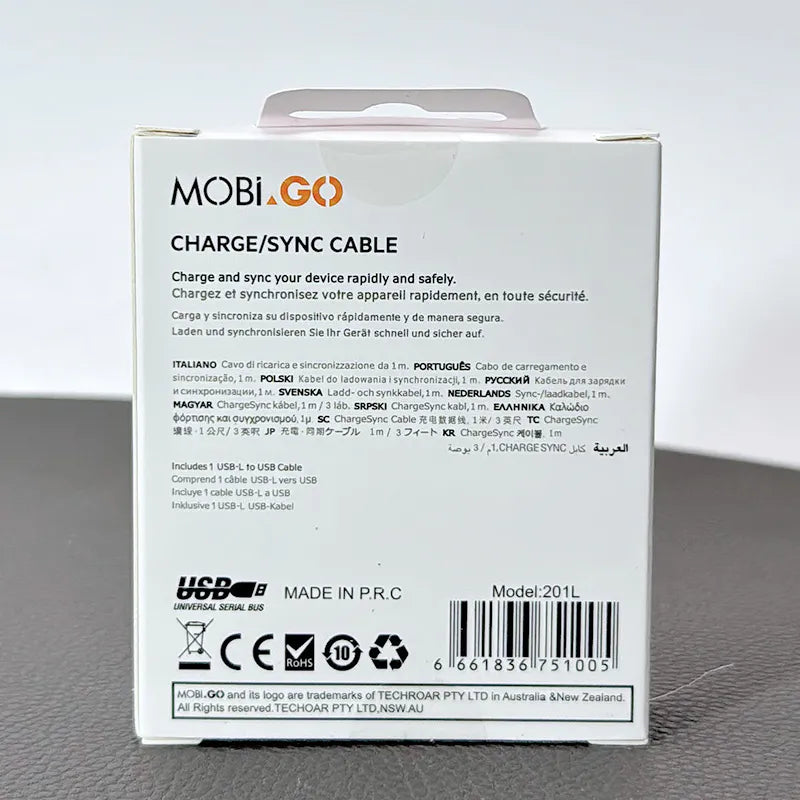Mobigo 1m USB-A to Lightning cable 201L