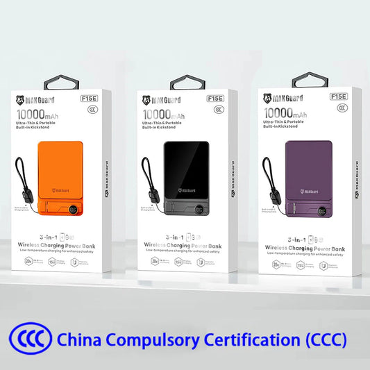 Maxguard (CCC) 10000 mah 3-in-1 Wireless Charging Power Bank F15E