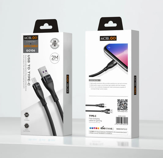 Mobigo 2m USB-A to C cable GO106