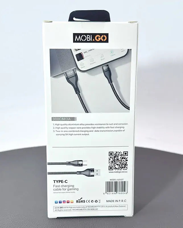 Mobigo 3m USB-A to C cable GO107