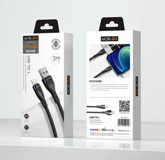 Mobigo 3m USB-A to Lightning cable GO108