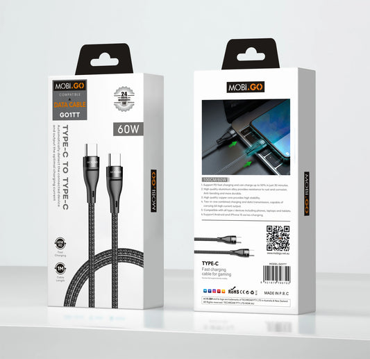 Mobigo 1m 65W Type-C to C cable GO1TT