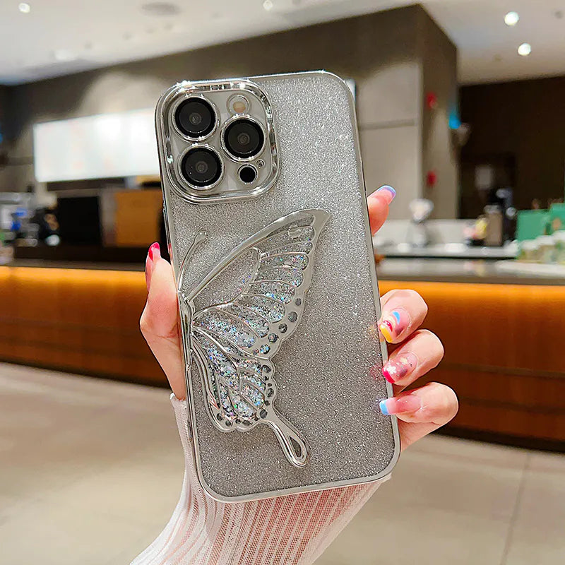 Case for Iphone 16e/17e Kinglink Glitter Sandy Butterfly