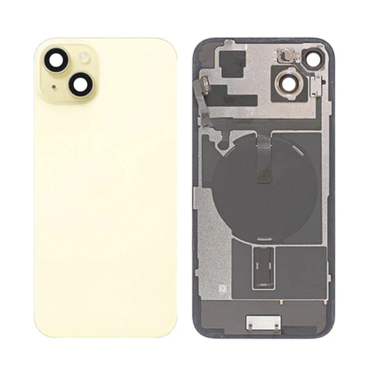Back Panel with Wireless Charging Flex Yellow no Logo for iPhone 15plus (Best Quality)