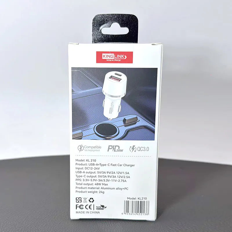 Kinglink 20W 2 USB A+C car charger KL210
