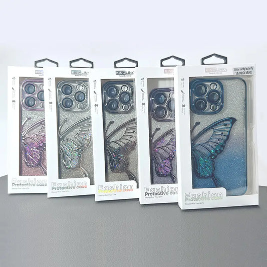 Case for Iphone 15 Pro 6.1 Kinglink Glitter Sandy Butterfly
