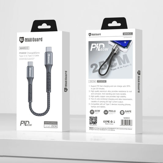 Maxguard 25cm 65W Type-C to C cable M40CC