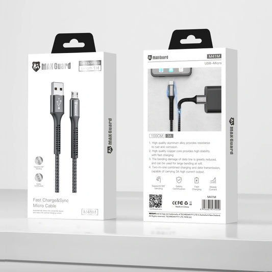 Maxguard 1m USB-A to Micro cable M41M