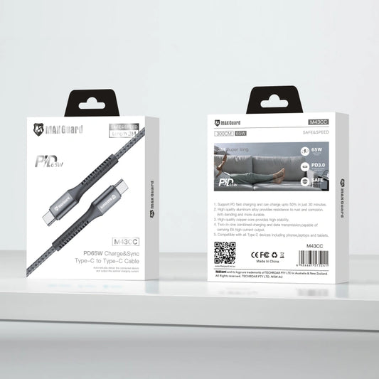 Maxguard 3m 65W Type-C to C cable M43CC