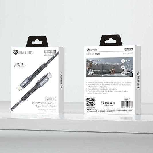 Maxguard 3m 20W Type-C to Lightning cable M43LC