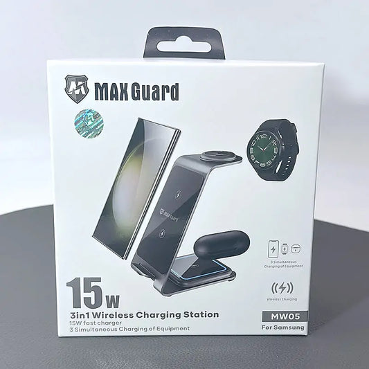 Maxguard 3 in 1 15W Wireless Charger MW05 (for Samsung watch and IOS & android system phone)