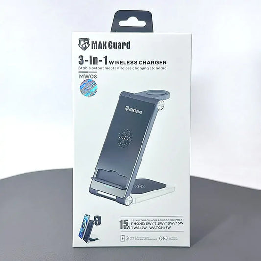 Maxguard 3 in 1 15W Wireless Charger MW08 (For apple watch and IOS & android system phone)