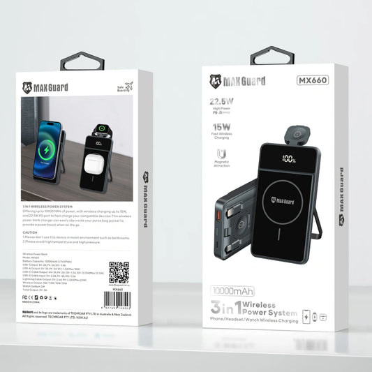 Maxguard 10000 mah MagFit 3 in 1 power bank MX660