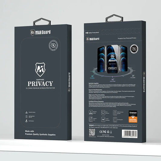 Maxguard Anti-Static Premium Privacy 0.23mm Glass Screen Protector(Synthetic Sapphire) for iPhone