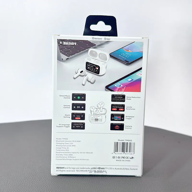 Maxguard bluetooth earphone with LED Color Touchscreen TMS02