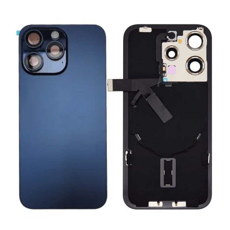 Back Panel with Wireless Charging Flex Blue no Logo for iPhone 15Pro (Best Quality)