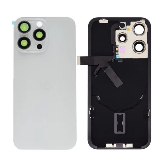 Back Panel with Wireless Charging Flex White no Logo for iPhone 15Pro (Best Quality)