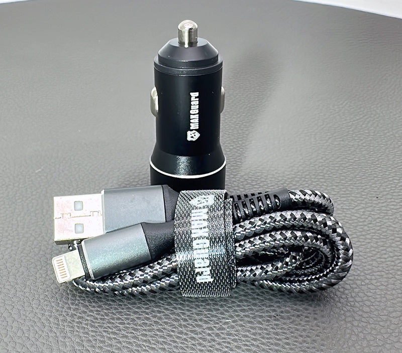 Maxguard 3.1A 2 USB car charger with USB-A to Lightning combo MC039L