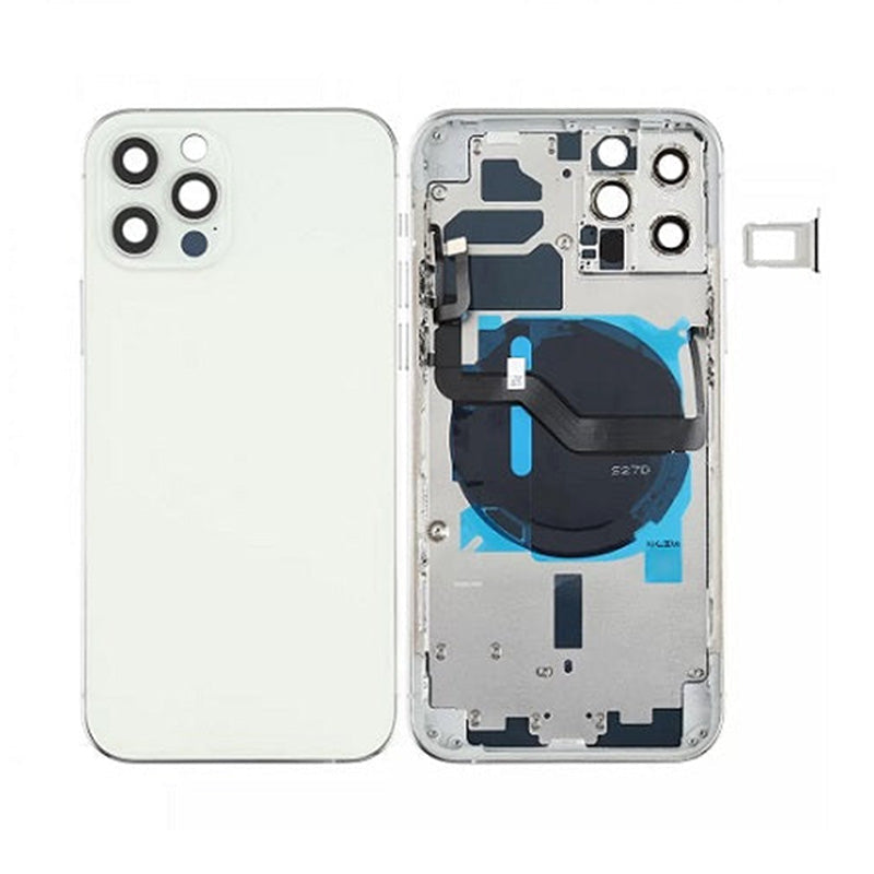 Back Housing With Power Flex White No Logo For iPhone 12Pro