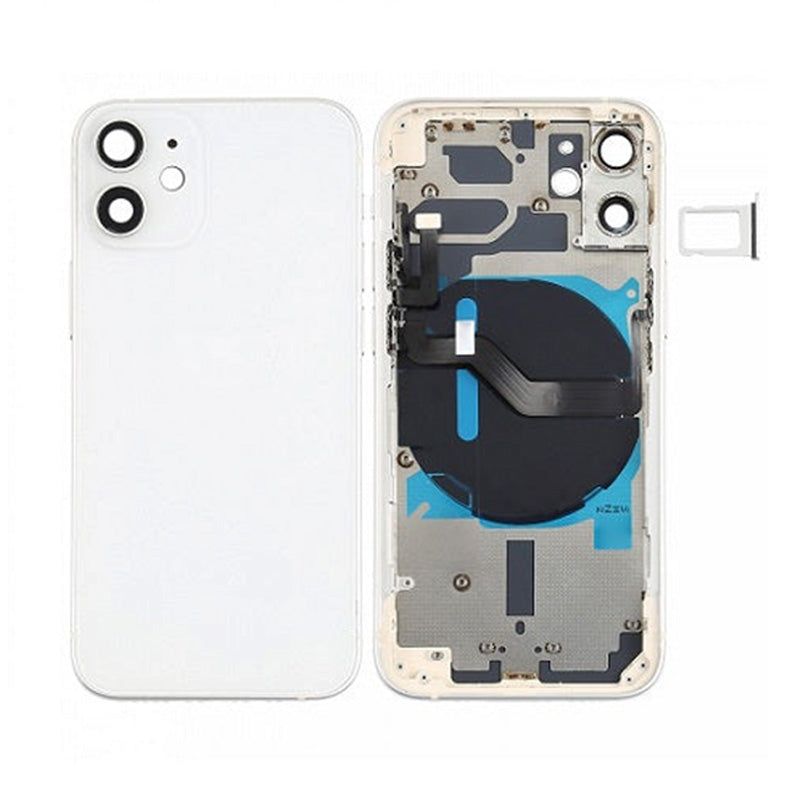 Back Housing With Power Flex White No Logo For iPhone 12