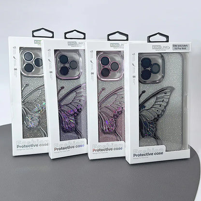 Case for Iphone 16e/17e Kinglink Glitter Sandy Butterfly