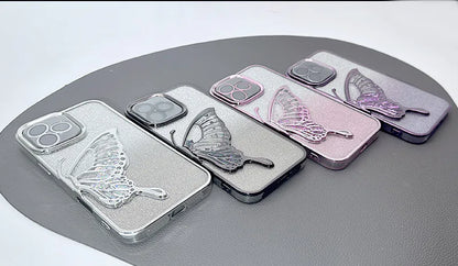 Case for Iphone 16e/17e Kinglink Glitter Sandy Butterfly