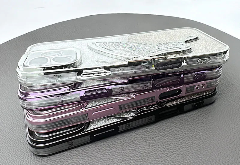 Case for Iphone 16e/17e Kinglink Glitter Sandy Butterfly