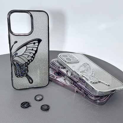 Case for Iphone 16e/17e Kinglink Glitter Sandy Butterfly