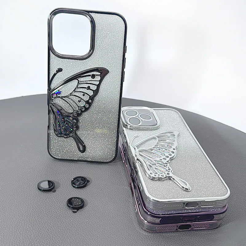 Case for Iphone 17 6.3 Kinglink Glitter Sandy Butterfly