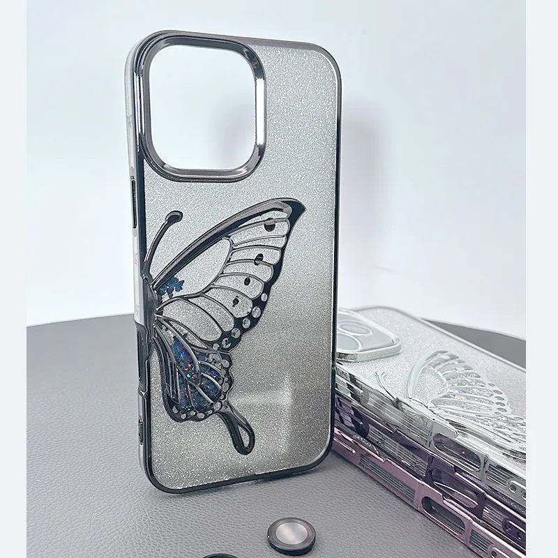 Case for Iphone 16e/17e Kinglink Glitter Sandy Butterfly