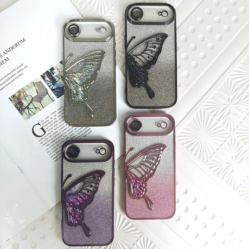Case for Iphone 17 Pro max 6.9 Kinglink Glitter Sandy Butterfly