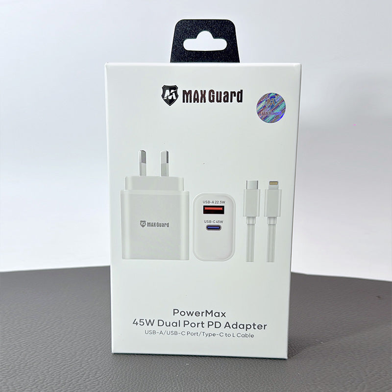 Maxguard PD 45W wall charger with Type-C to Lightning combo 45PDLC
