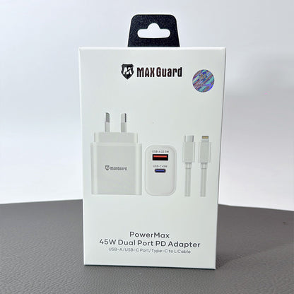 Maxguard PD 45W wall charger with Type-C to Lightning combo 45PDLC