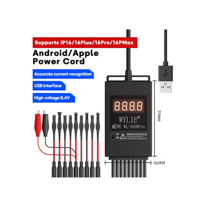 Wylie 638 Pro Current Testing for iPhone and Androids Devices (Up to iPhone 16 Serials)