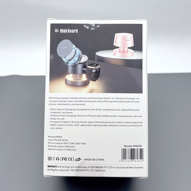 Maxguard 4 in 1 15W Hub Wireless Charger MW09 ( For apple watch and IOS & android system phone)
