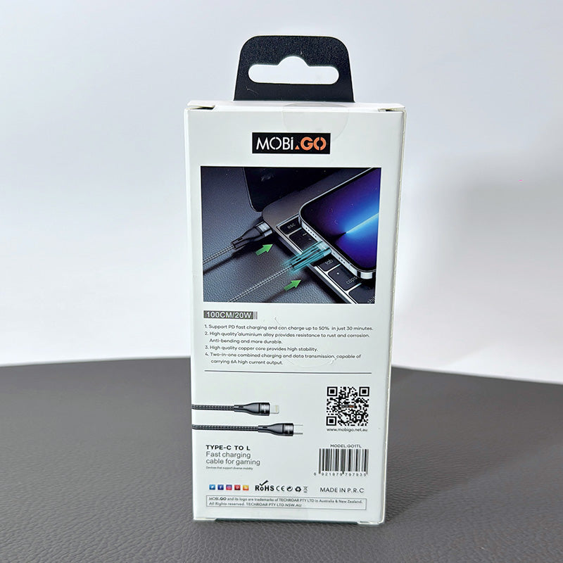 Mobigo 1m 20W Type-C to Lightning cable GO1TL