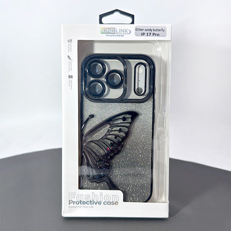 Case for Iphone 17 6.3 Kinglink Glitter Sandy Butterfly