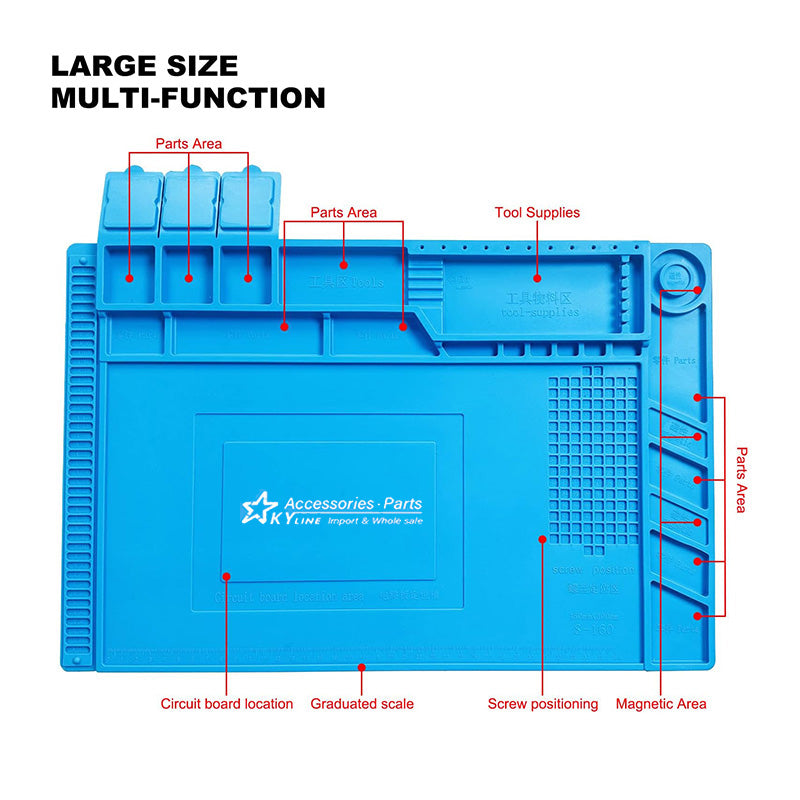 S160 ESD Magnetic Heat Insulation Silicone Desk Mat Maintenance Platform