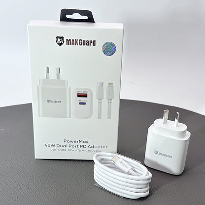 Maxguard PD 45W wall charger with Type-C to Lightning combo 45PDLC