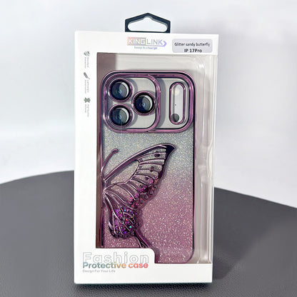 Case for Iphone 17 6.3 Kinglink Glitter Sandy Butterfly