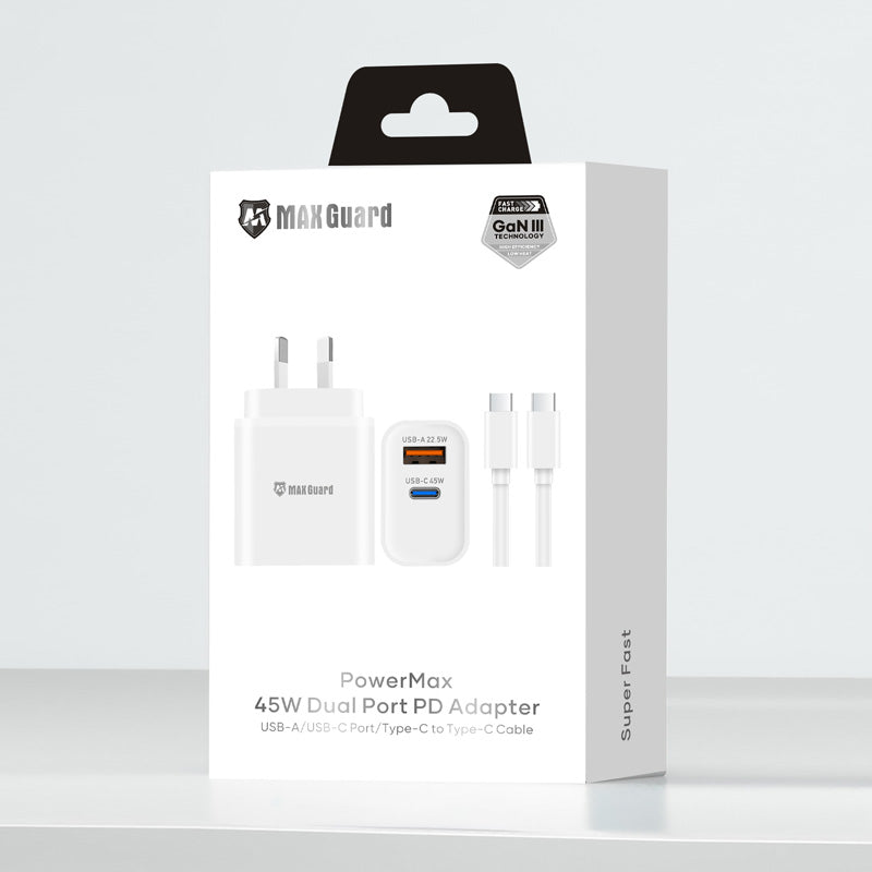 Maxguard PD 45W wall charger with Type-C to C comb 45PDCC