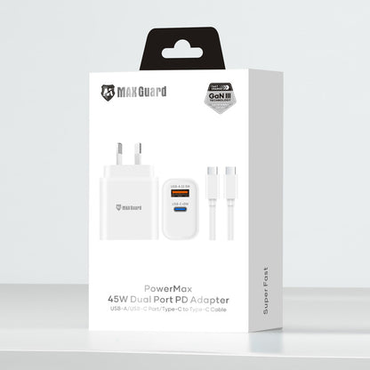 Maxguard PD 45W wall charger with Type-C to C comb 45PDCC