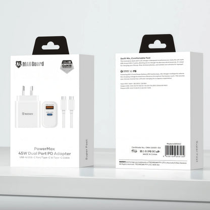 Maxguard PD 45W wall charger with Type-C to C comb 45PDCC