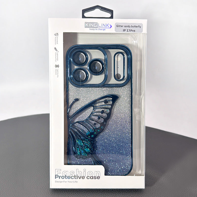 Case for Iphone 17 6.3 Kinglink Glitter Sandy Butterfly