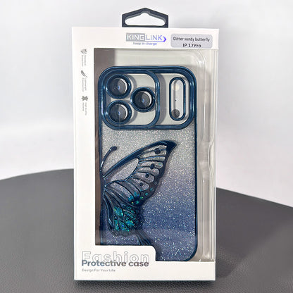 Case for Iphone 17 6.3 Kinglink Glitter Sandy Butterfly