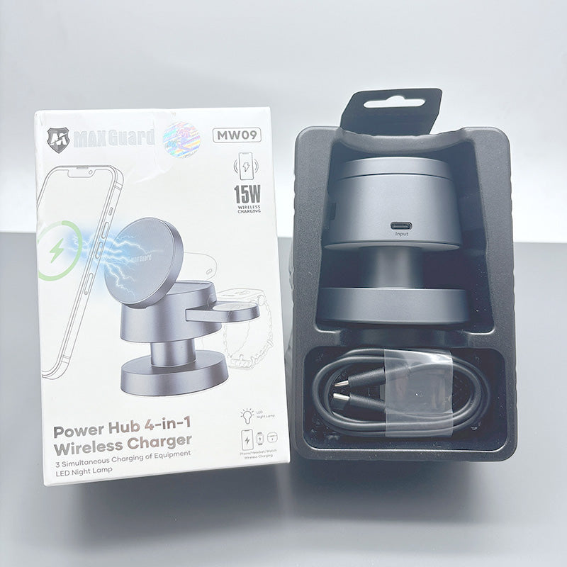 Maxguard 4 in 1 15W Hub Wireless Charger MW09 ( For apple watch and IOS & android system phone)
